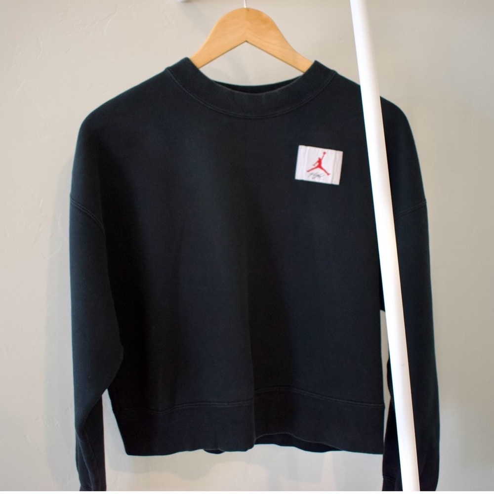 Jordan Black Women's Crewneck Sweatshirt with Red Jumpman Patch